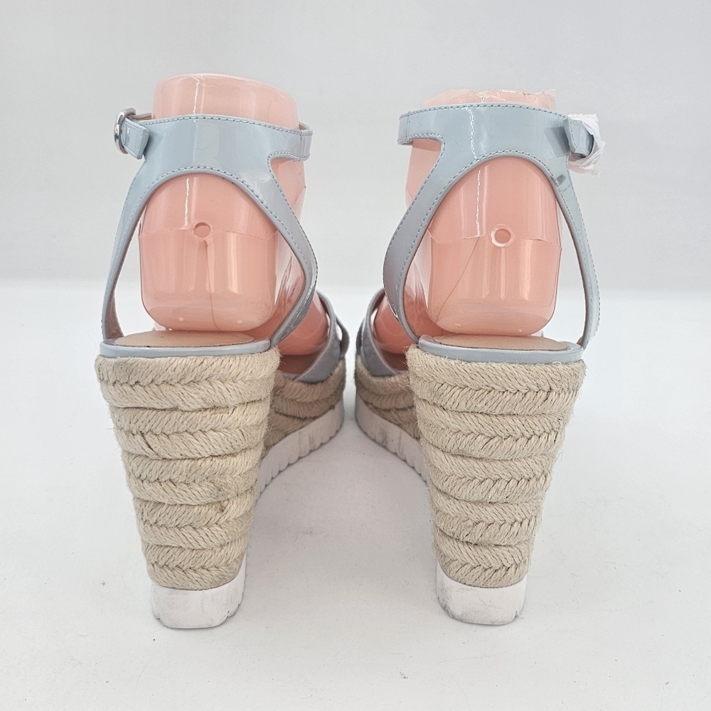 Stuart Weitzman Catlina Patent Leather Espadrille Wedge Sandals Baby Blue 7.5 - Picture 6 of 15